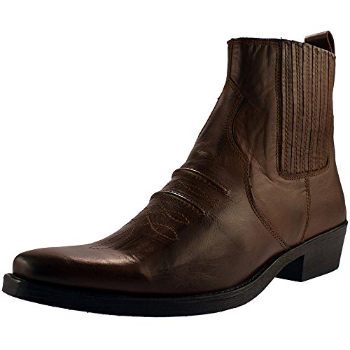 Gringos JONES Leather Ankle Cowboy Boots Distressed Black