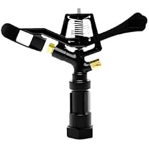 0-360 Adjustable Heavy Duty Plastic Impact Sprinkler with Brass Spray Nozzle, 3/4" Female Thread Sprinkler for Low-Pressure Garden Lawn Irrigatio (3/4)