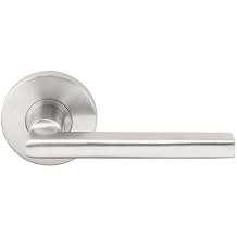 INOX RA Round Rosette TL4 Tubular Latch Privacy Set with Sunrise Lever and 2-3/8-Inch Backset, Satin Stainless Steel RA243L462-32D
