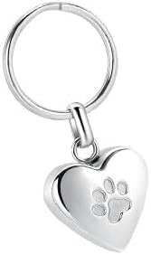 Keychain Cremation Ashes Urn Pendant 'Heart' with pawprint | Cremation Urn for Ashes