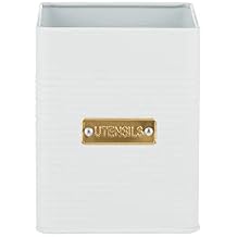 Typhoon Otto Square Canister | White with Wooden Lid - (Utensil Jar)