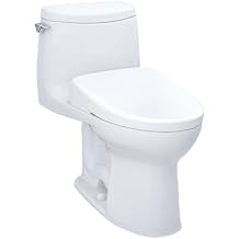 TOTO WASHLET+ UltraMax II 1G One-Piece Elongated 1.0 GPF Toilet with Auto Flush WASHLET+ S7 Contemporary Bidet Seat, Cotton White - MW6044726CUFGA#01