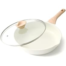 Kordisen Nonstick Ceramic Frying Pan with Lid, 11 Inch Ceramic Skillet with Lid, Healthy Non Toxic Cooking Pan, Stay-Cool Handle, Induction Compatible, PFOA & PFAS Free, White
