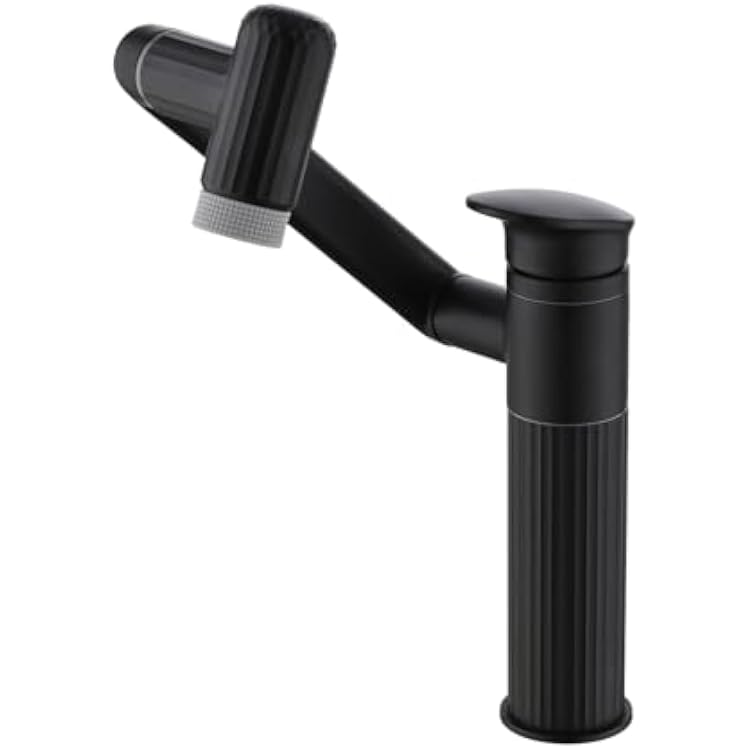 Lefton Rotatable Bathroom Faucet with 2 Water Modes, Single Hole Vanity Sink Faucet for Bathroom and Laundry Room, Matte Black, BF2208-3