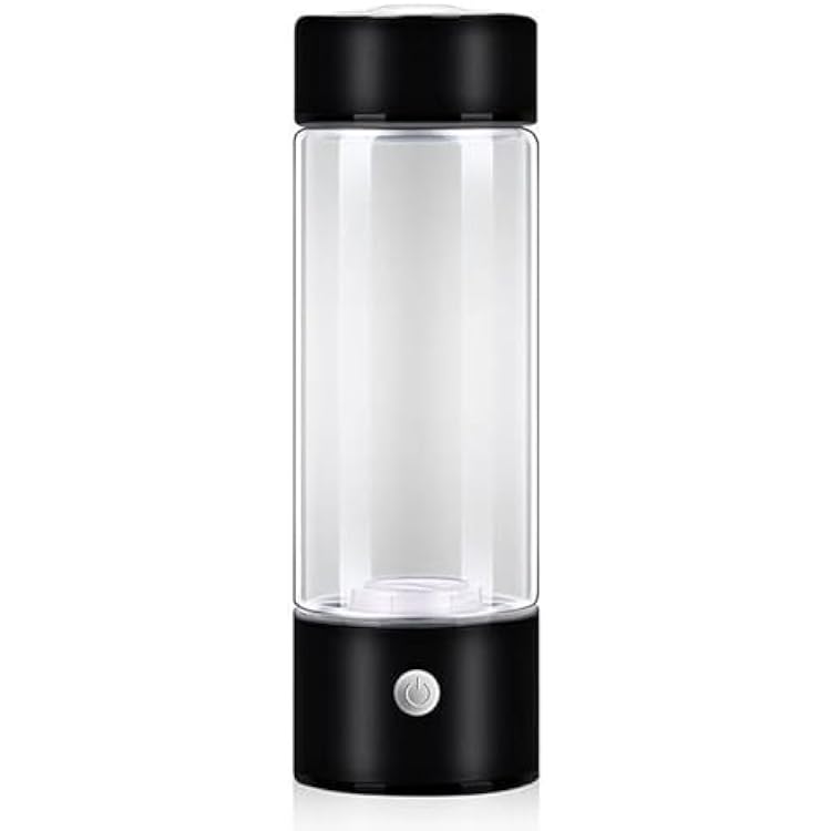 Hydrogen Water Bottle, Hydrogen Rich Water Ionizer Machine, Portable Hydrogen Water Generator, 400ml Rechargeable Hydrogen Rich Water Glass Health Cup for Home Travel Office Black