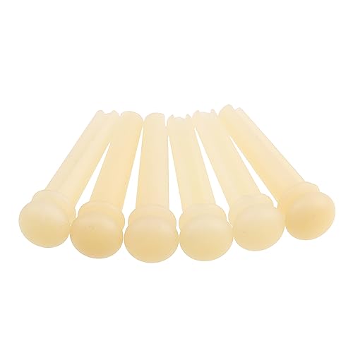 Unbleached Acoustic Guitar Bone Bridge Pins, 6pcs, Standard Size, 3 Taper