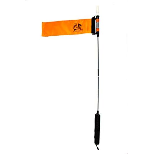 YakAttack VisiCarbon Pro Kayak Visibility Light with Flag | 48 Collapsible Safety Pole | LED Light, 100-Hour Runtime | MightyMount & GearTrac Ready CPM | Kayak Fishing Accessories