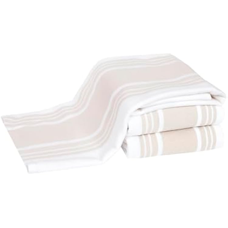 All-Clad Dual-Purpose Kitchen Towels: Highly Absorbent - 100% Cotton, 17x30 Dish Towels for Cleaning & Drying Dishes & Glassware, 3-Pack, Almond