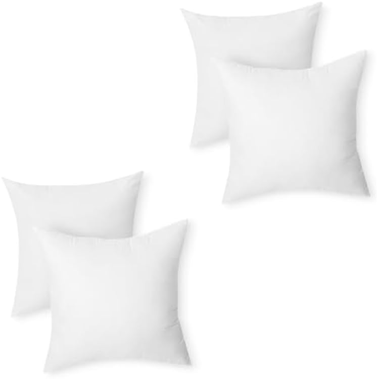 Amazon Basics Square Hypoallergenic Pillow Insert, Sofa Bed Couch Decorative Stuffer, 18, 4 Pack