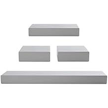 MELANNCO Floating Wall Mount Thick Chunky Shelves, Set of 4, Distressed Black, 4 Count