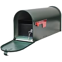 E1-MLBX-LKIT-GRN Rust Proof Galvanized Steel Mailbox with Locking Insert, Steel Latch and Red Aluminum Flag, Green