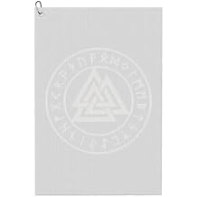 Viking Age Symbol Norse Warrior Microfiber Golf Towel, 16x24 Waffle Pattern with Carabiner Clip, Tri-Fold Large Golf Ball Towels, Golfs Bag Accessories for Men Women, Golfs Gift
