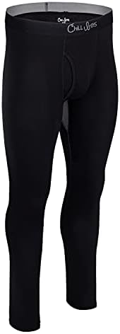 Chill Boys Viscose from Bamboo Mens Thermal Underwear - Soft Base Layer Long Johns, Cold Weather Thermals - Black