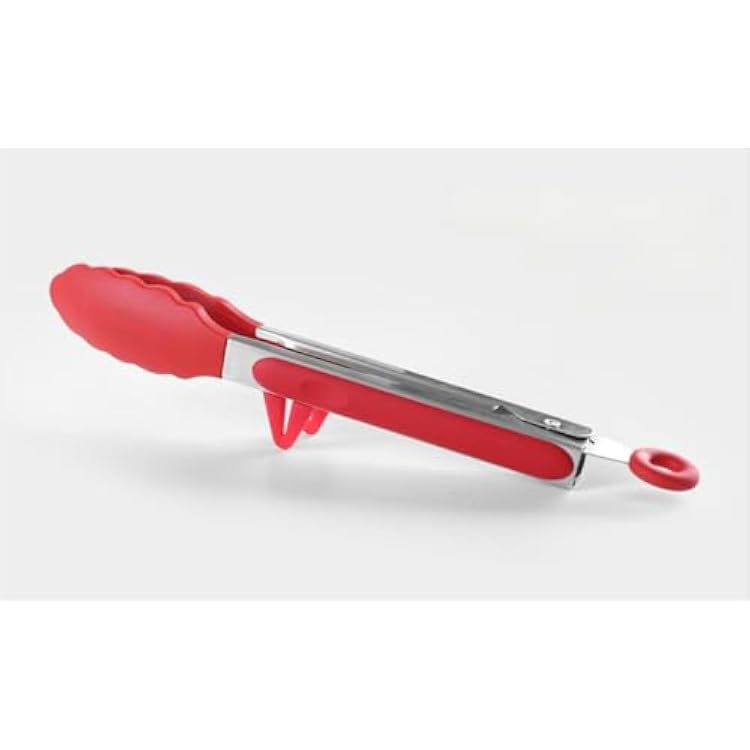 Silicone Kitchen Tongs, 10.65 Inch, Red, Heat-Resistant Food Grips