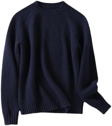 Mens 100% Cashmere Knitted Sweater Business Casual Round Neck Knitted Thick Pullover Vintage Sweater