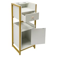 Barber Salon Rolling Trolley Cart with Draw and Storage Cabinet, Beauty Hairdressing Trolley, Salon Station with 2 Hair Dryer Holders for Hair Stylist