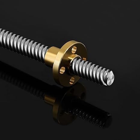 T12 Lead Screw 500mm / 19.69 inch Length + Brass Nut, T12 12mm Diameter T12 x 2 Tr12 x 2 Acme Thread Screw Pitch 2mm Lead 2mm 1 Starts, 1 Pcs, Used in 3D Printer Z Axis CNC (Kwweeoo)