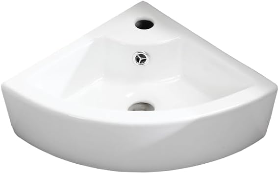Small Bathroom Sink - Wall Mounted Basin - Triangle Corner Sink – Mini Sink with One Hand Tap Hole- 325 x 325 x 130mm