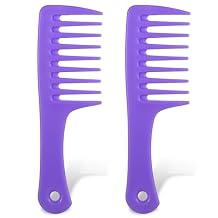 Mini Wide Tooth Comb, 2 Pcs Small Portable Plastic Detangling Big Tooth Combs for Women Curly, Long, Wet Hair Styling