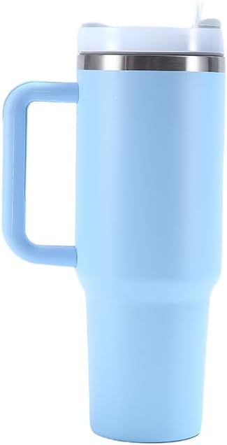 DeepCrush 40oz Tumbler With Handle And Straw,Insulated Stainless Steel Double Wall Spill Proof Water Bottle water bottle hot and cold tumbler thermal mug Tumbler with Handle Gifts(Blue