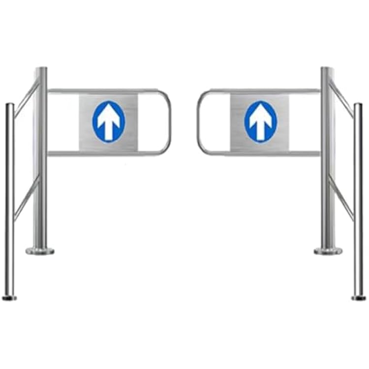 Supermarket Entrance Safety Gate with Guardrail, 90 Open One-Way Automatic Closing Swing Gates, Metal Barricade Accesses Doors for Retail StoresSilverB,120X99CM