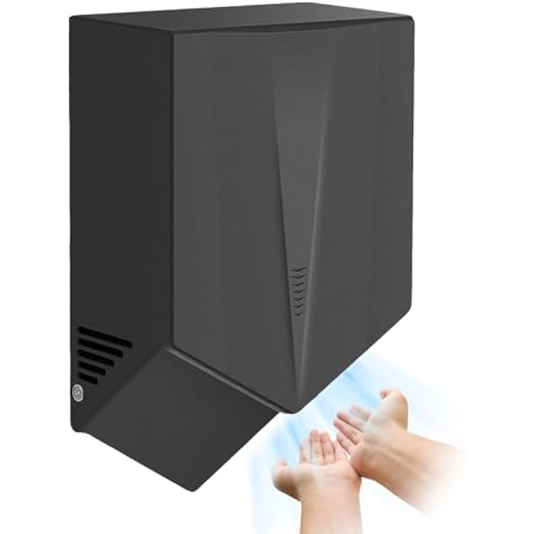 1500W Electric Automatic Sensor Hand Dryer,Commercial Wall Mounted Hand Dryers,Automatic Sensor, 6-10 Seconds to Dry,for Kitchen, Bathroom & Toilet Black