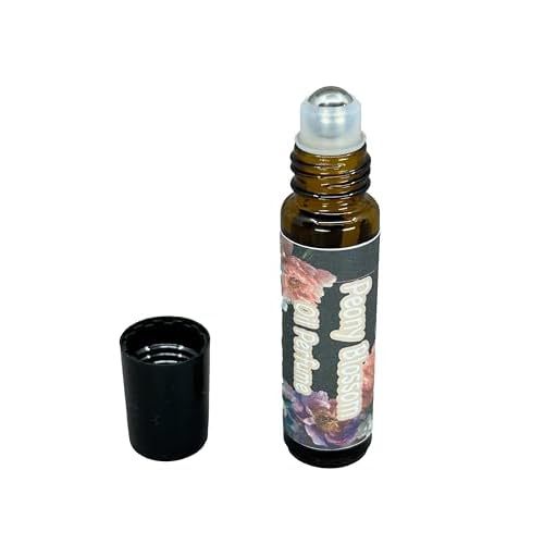 Q R Peony Blossom Perfume Oil Roll-On, 20% Essential Oil with 80% Jojoba Oil, Alcohol-Free Natural Floral Scent, Long-Lasting Botanical Fragrance for Women, 10ml Travel Size Roller Bottle P015A