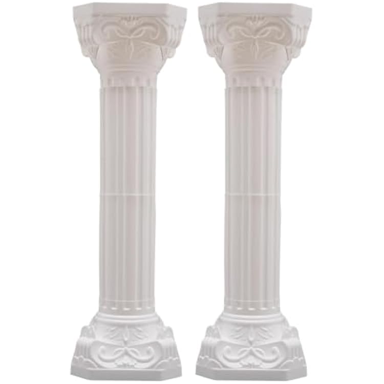 2PCS Plastic White Wedding Party Roman Pillar, Wedding Pillars, Flower Pot Columns and Pillars, Artistic Roman Column Statue Event Decor, 10.63  34.65in 2