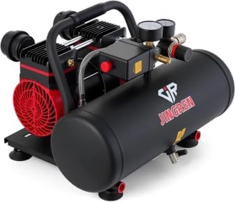 Quiet Air Compressor,1 Gallon Steel Tank,1.65CFM @ 90PSI Oil Free Air Compressor & Max. 120PSI Pressure, Easy to Carry and Move, Oil-Free Portable Air Compressor,1HP(With Accessories Kit)