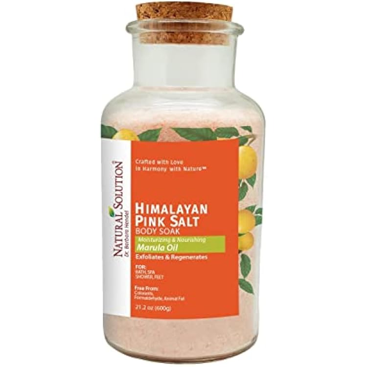 Natural Solution Bath Soak, Therapy with Himalayan Pink Salt and Marula Oil Cork Jar, Body Relaxing, Balancing, Purifying, Bath Salts 21.2 Oz 8353I