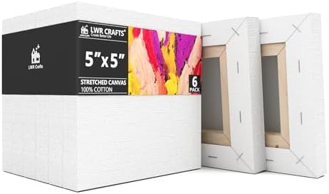LWR CRAFTS Stretched Canvas 5" X 5" Pack of 6