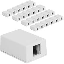 ICC 1-Port Surface Mount Box, White, Works with Wide and Slim Profile Keystone Jacks (Sold Separately), Compact Outlet for Voice and Data Connections, UL Listed TAA Compliant, IC107BC1WH, 25-Pack