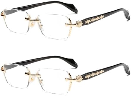 New Horizons Unisex Rimless Anti Blue Light Glasses,Diamond Cut Frameless Glasses,Lightweight Daily Eyewear