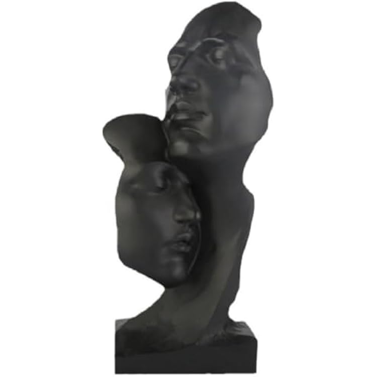SMRTHMRT Modern Love Sculpture - Couple Cuddling Face-to-Face Statue,Resin Figurine, Romantic Gift, Home & Office Desk Art, Valentines Black