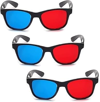 3Pcs Red and Blue 3D Glasses Universal TV Movie Dimensional Video Frame 3D Glasses DVD Game Glass 3D Style Glasses for 3D Movies Games,3D Viewing Glasses,Light Simple Design,Accessories