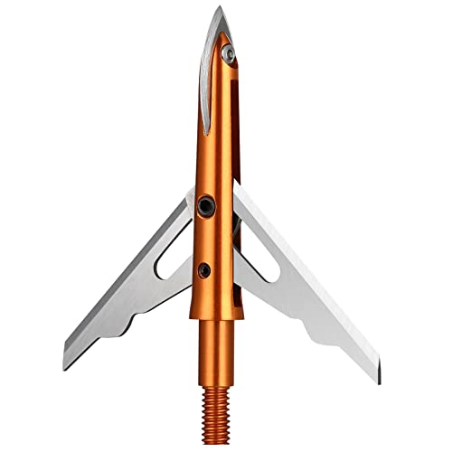 MAXONE Archery Broadhead 100 Grain, 6-Pack Mechanical 2-Blade Hunting Arrow Head with No Collar, Machined Aircraft Aluminum Ferrule, 035 Blades, 2 Cutting Diameter