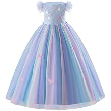 IDOPIP Sequin Butterfly Flower Girl Dress for Kids Wedding Pageant Party Long Gown Princess Birthday Communion Tulle Dresses