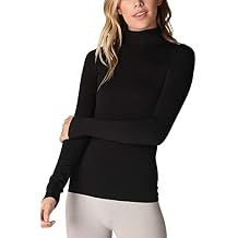 NIKIBIKI Women Seamless Long Sleeve Mock Neck Top, Made in U.S.A