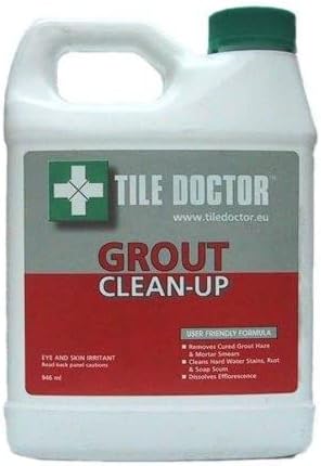 Tile Doctor Grout Clean Up 1 Litre - Removes Grout Smears, Mineral Deposits, Rust Stains + Efflorescence (grout haze)
