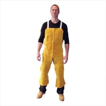 Radnor 64055146 Side Split Leather Split Leg Bib Apron with Two Chest Pockets, Cotton Crossed Back Straps and Side Release Buckles, 24" x 48", Bourbon Brown