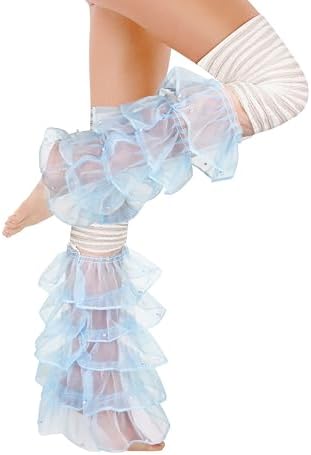Benefeet Sox Women Lace Leg Warmers with Pearls Girls Cute Mesh Ruffle Thigh Highs Lolita Y2k Fashion Slouch Long Boot Socks
