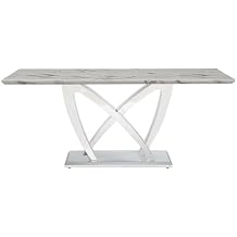 70Inch Modern Rectangle Dining Table with Stainless Steel Base, Marble Top Kitchen Table for 6-8, Breakfast Table for Dining Room, Kitchen