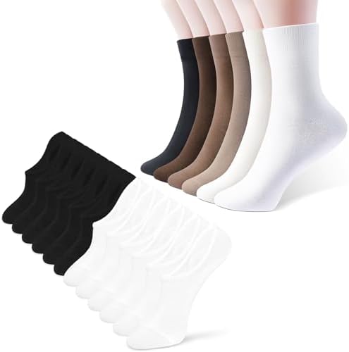 IDEGG Women and men socks for 6 Pairs no show and 6 Pairs crew socks