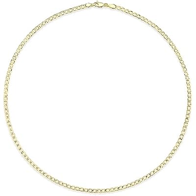 Gemsme 18K Yellow Gold Plated 3mm Cuban Link Chain Pendant Necklace for Women Men Diamond-Cut Cuban Chain Necklace Jewelry with Lobster Clasp 16-22 Inch