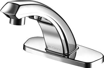 Sloan 3365135 N/A Optima ETF-880 Sensor Activated Electronic Hand Washing Faucet with Metal Throat Plate, for Tempered or Hot/Cold Water Operation with 8" Trim Plate. Less Transformer with Above Deck Mechanical Mixing Valve ETF-880-8-LT-ADM CP