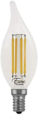 Euri Lighting VBA10-3020e-4, Dimmable LED BA10 Flame Tip Filament, 4.5W 50W Equiv 500lm, 80 CRI, Warm White 2700K, E12, 120V, Wet Rated, UL, Energy Star, 3YR 15K HR WTY, 4-Pack