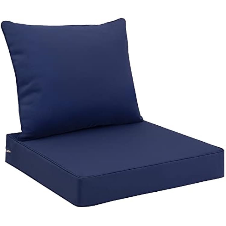 Favoyard Outdoor Seat Cushion Set 22 x 22 Inch Waterproof & Fade Resistant Patio Furniture Cushions with Removable Cover Deep Seat & Back Cushion with Tie Straps for Chair Sofa Couch