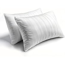 Hotel Grand White Feather Down Pillows King Size Set of 2 Packs Bed Pillows Medium Firm Hypoallergenic 100% Cotton Breathable Hotel Collection BackSide Sleeping Pillows,36x202 Packs