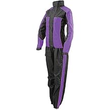 NexGen Women's Purple & Black Water-Resistant Motorcycle Rain Suit with Hi Vis Reflective Tape
