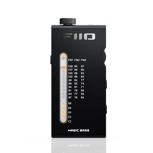 FiiO RR11 Portable HiFi FM Stereo Radio Receiver with Analog PVR Tuning, BASS3D Sound Effects, 64MHz-108MHz Black, Hi-Res Audio Certified